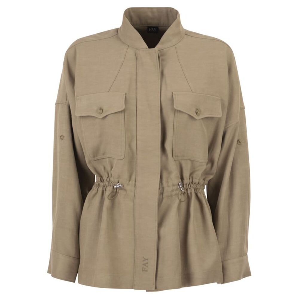 Fay Women Overshirt In Viscose And Washed Linen